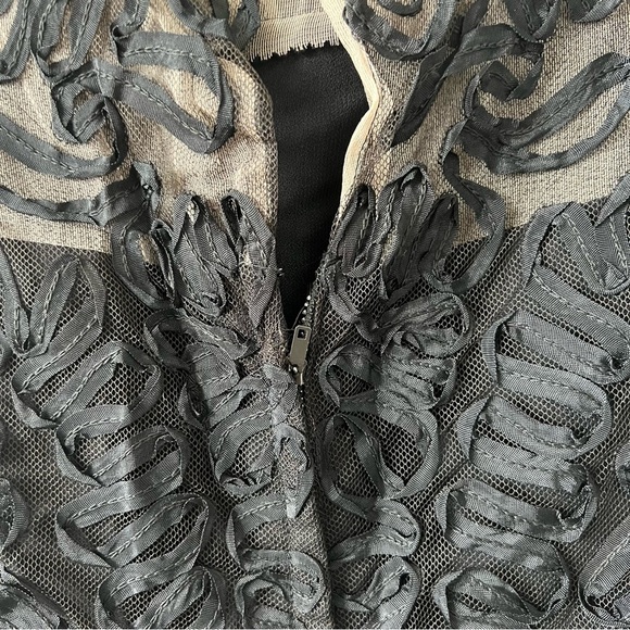 Vintage 1950’s Ribbon Party Dress, LBD, Soutache Cocktail, Black Mesh, M/LG - Picture 7 of 9